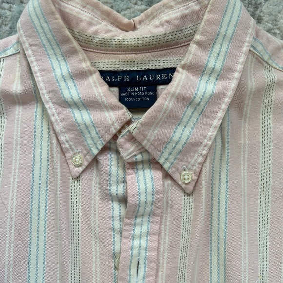 Vintage Ralph Lauren striped oxford blouse with 3/4 sleeves - Picture 3 of 5